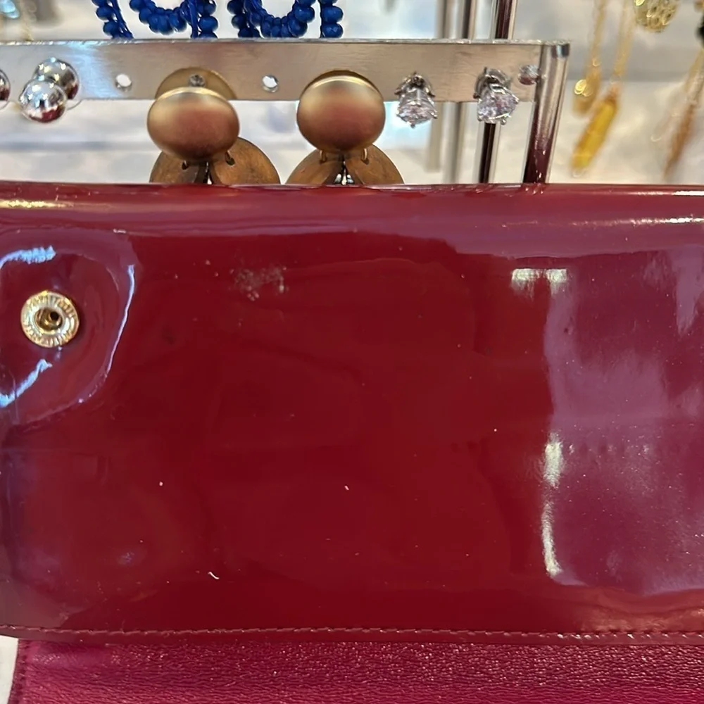 Miu Mui red patent leather continental wallet